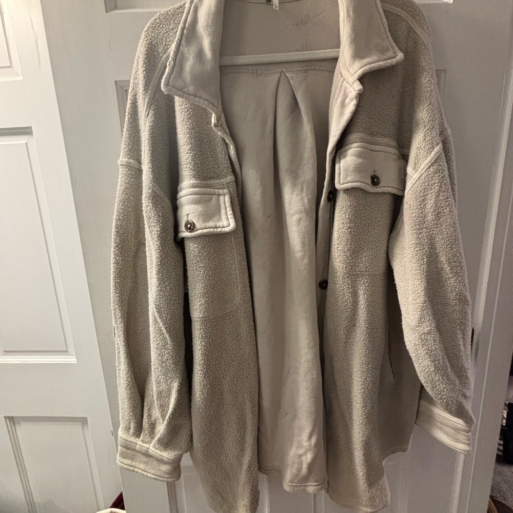 Free People Women's Cream Sherpa Jacket